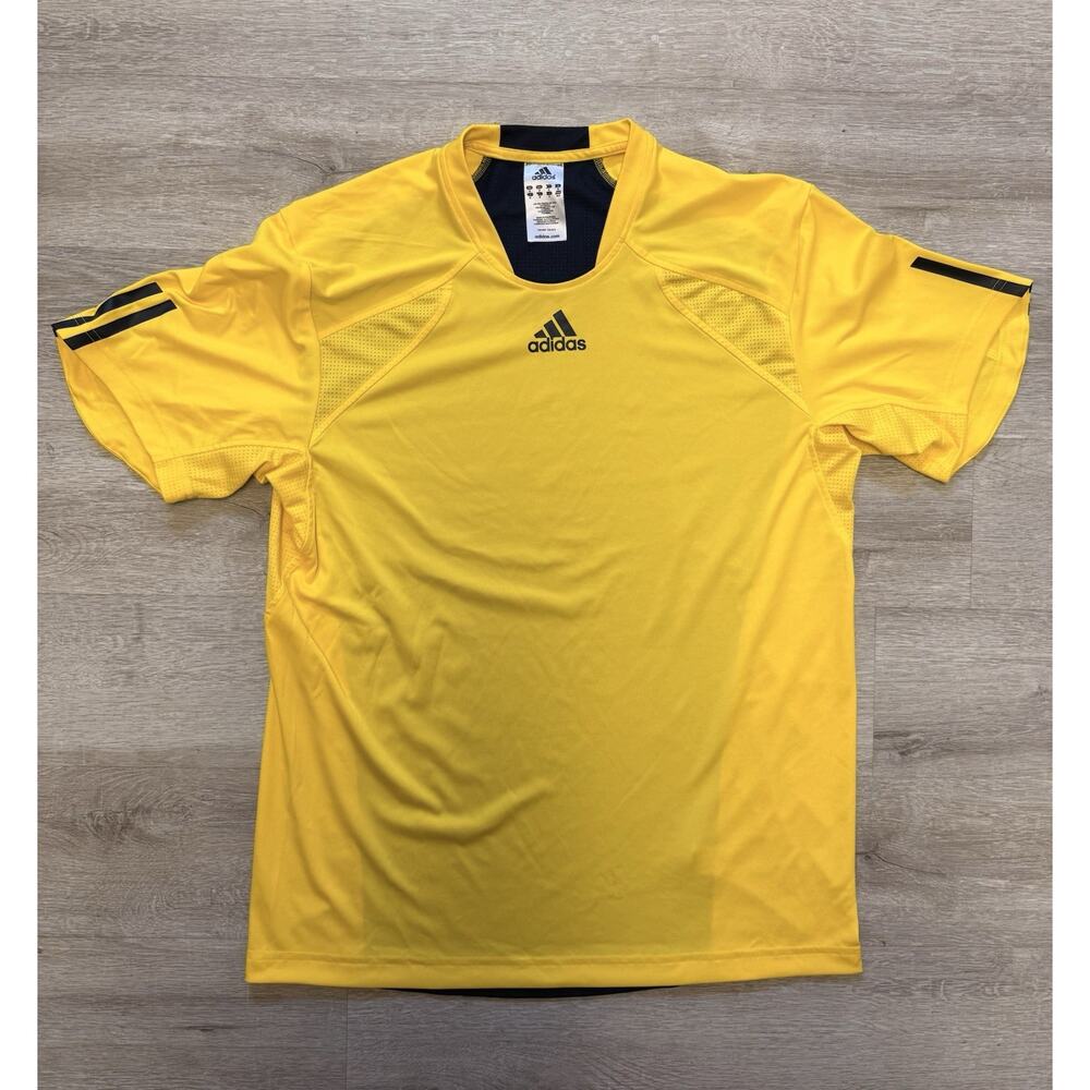 Adidas Athletic Training Shirt Men Medium Yellow Black Performance Tee Formotion